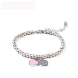 SHE WEIER charms heart bracelet& bangles beads femme gifts for women female stainless steel jewelry braslet silver gift